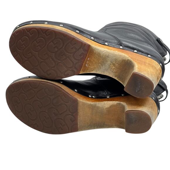 UGG Lynnea Shearling Lined Boot SZ 7 Women's Wood Clog Cuff Leather Pull On - Picture 14 of 16
